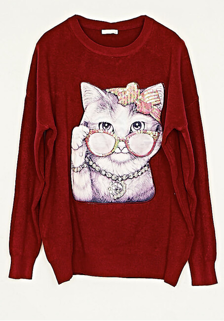 pullover-lovely-cat-loose-fit-me-strass-and-perles-mpornto-cuca.gr